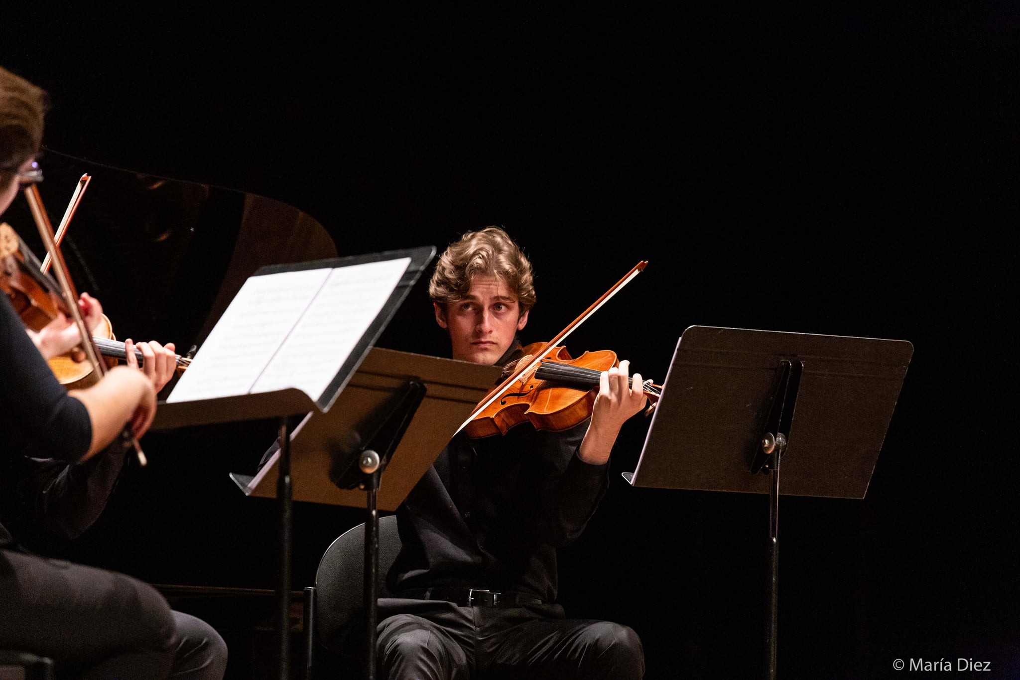 Miguel López Ayerbe performing on viola on stage